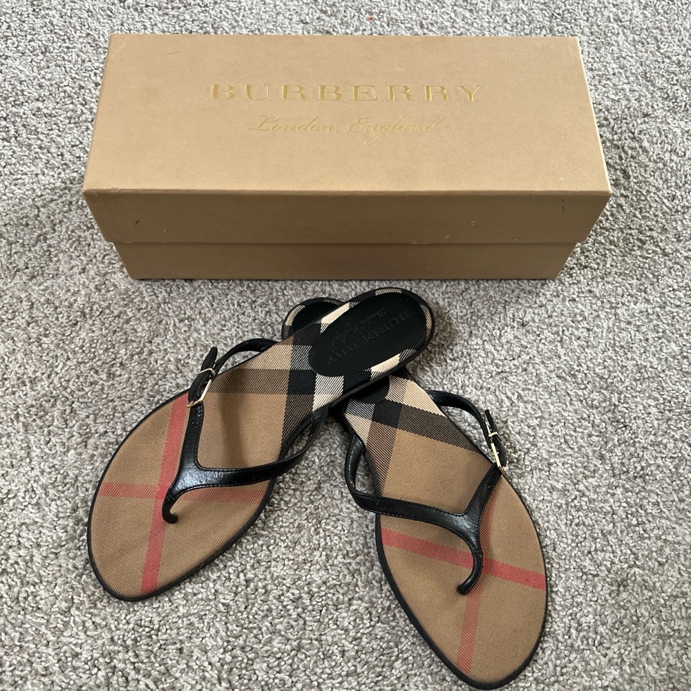 Burberry Black and Brown Minimalist Sandals